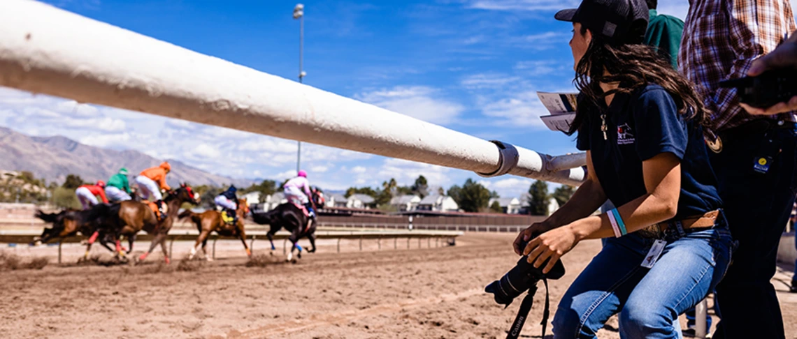 Hailey Shiffer, track photographer at Rillito Park