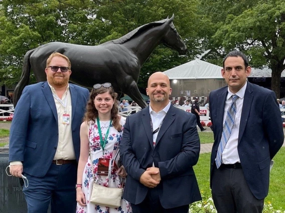 Longo (second from right) at Saratoga with fellow RTIP graduates Zach Taylor, Alexa Ravit, and Keith Doleshel