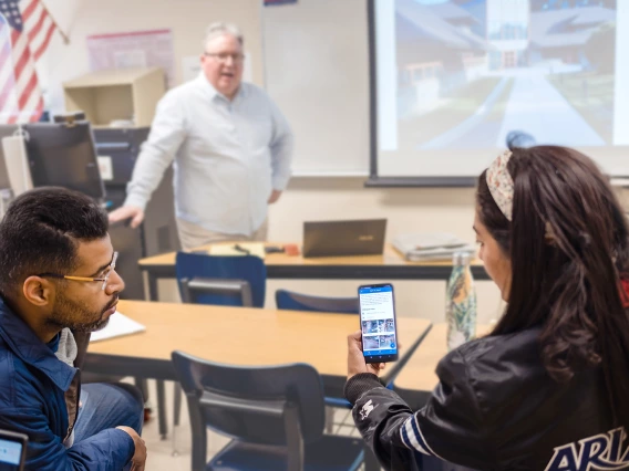 J. Curtis Linnell in classroom