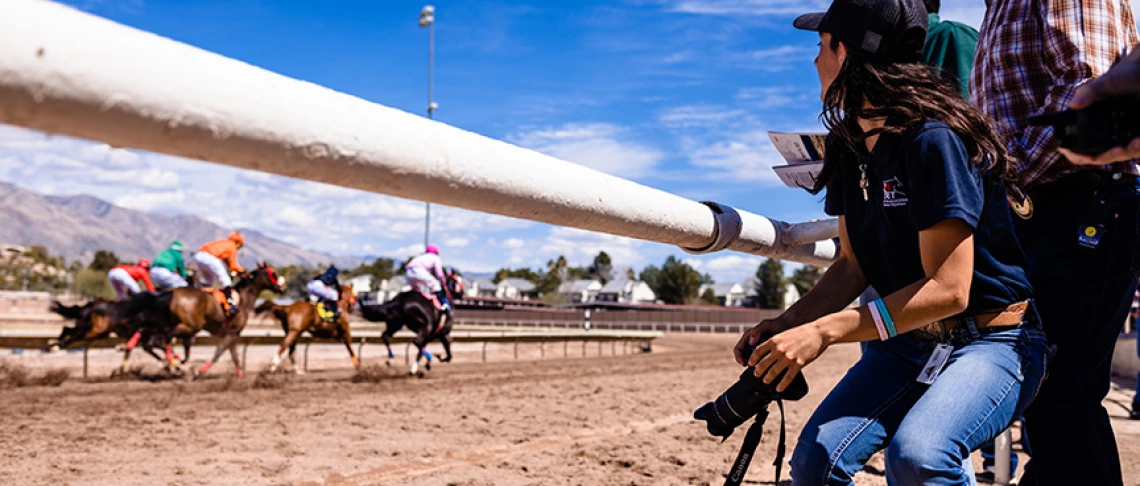 Hailey Shiffer, track photographer at Rillito Park