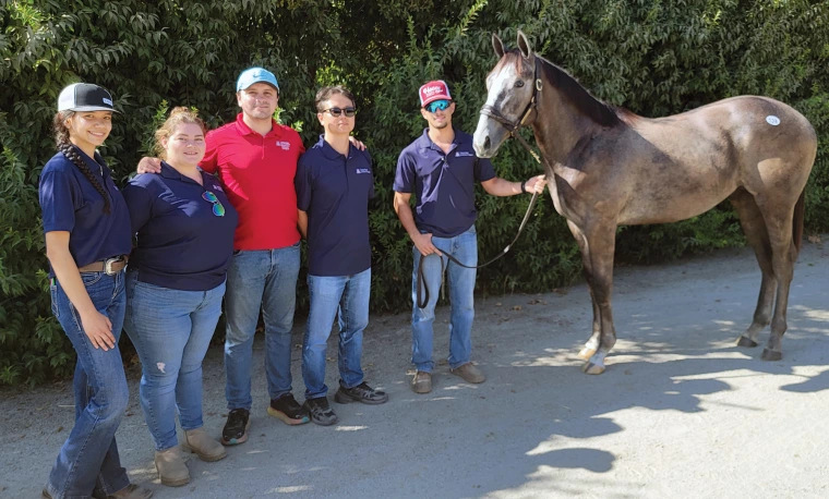 Students pose with their University of Arizona-bred yearling “Kayak”.