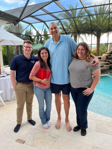 Sam Bowie with students